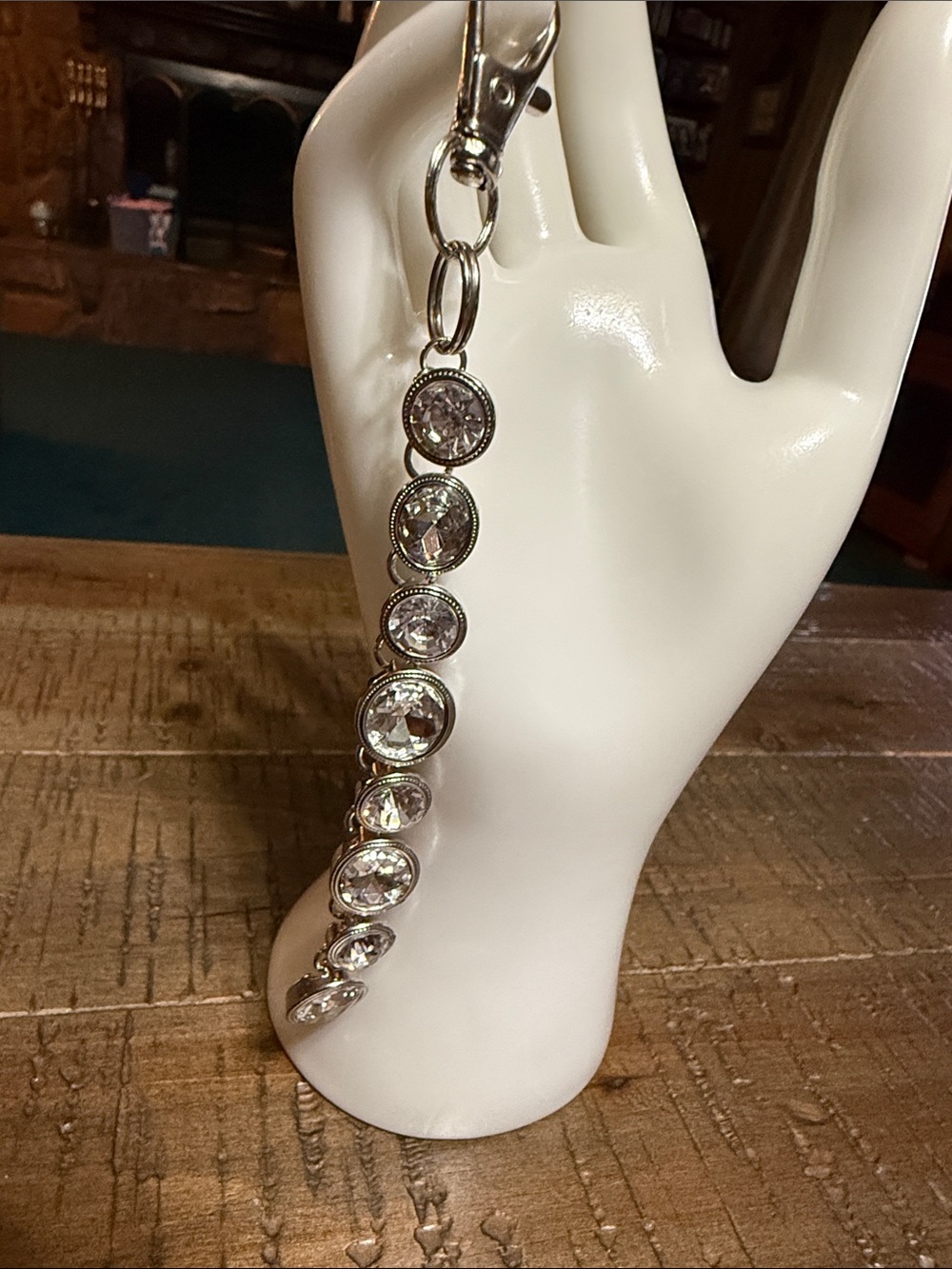 Silver Crystal Drop keychain